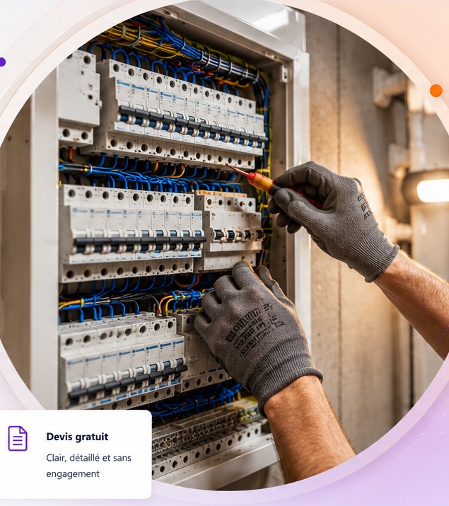 Électricien intervenant sur un tableau électrique